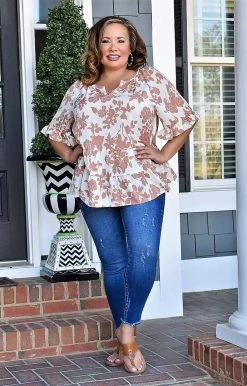 Staccato - 18523A-PP - 3722 Enjoying The Moment Floral Top - Terracotta