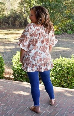 Staccato - 18523A-PP - 3722 Enjoying The Moment Floral Top - Terracotta