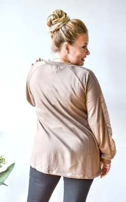 Southern Grace - 6434-TAUPE - 101220 Get Glowing Sequin Pullover - Taupe