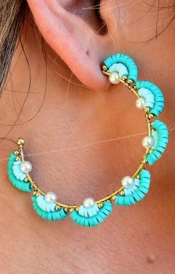 Prep Obsessed - GSE3025-TQ - 7322 Flirt Alert Earrings - Aqua Accessories