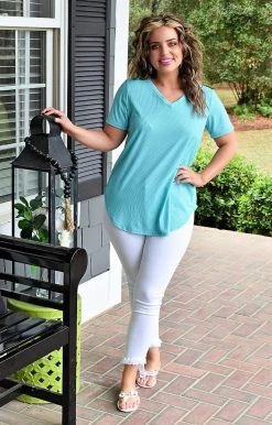 Heimish - BL-ST1565-22 - 31522 That's Enticing Top - Mint TOPS