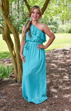 Andree - D10088 -6322 Getting The Attention Maxi Dress - Aqua DRESSES