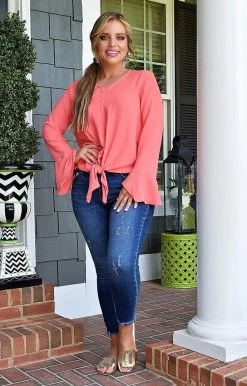 143 Story - TY3669 - 61122 Don't Get Tied Up Top - Coral