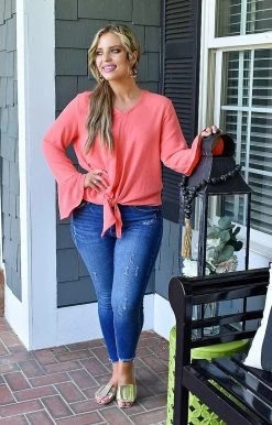 143 Story - TY3669 - 61122 Don't Get Tied Up Top - Coral