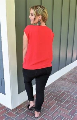 Vision - T6689 - 61322 Knot That Into You Top - Red TOPS