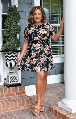 First Love - D11935 - 71922 DRESSES Stronger Than Before Floral Dress - Black