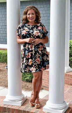 First Love - D11935 - 71922 DRESSES Stronger Than Before Floral Dress - Black