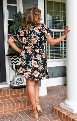 First Love - D11935 - 71922 DRESSES Stronger Than Before Floral Dress - Black