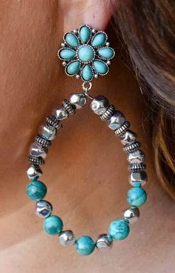 You Fashion Wholesale - 73923 - 112121 Accessories Just One Chance Earrings - Silver/Turquoise