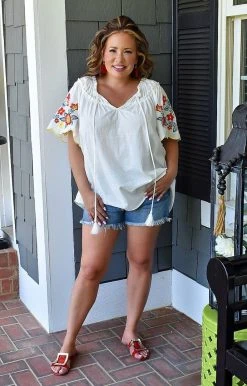 JNNA - JT14255PER - 51822 Over The Horizon Embroidered Top - White TOPS