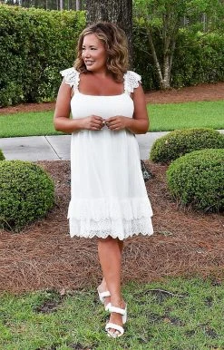 Flying Tomato - AD2628-PP - 7822 DRESSES From Now On Eyelet Dress - White