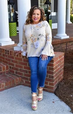 143 Story - TM8412A-PP - 32922 All Great Things Floral Top - Yellow TOPS