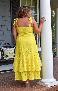Flying Tomato - AD2496-PP - 32822 DRESSES Say No More Lace Maxi Dress - Yellow
